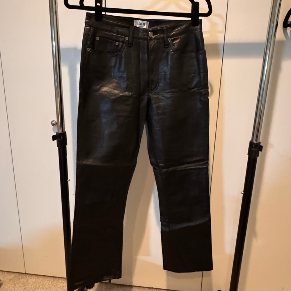 Agolde Black Leather Trousers